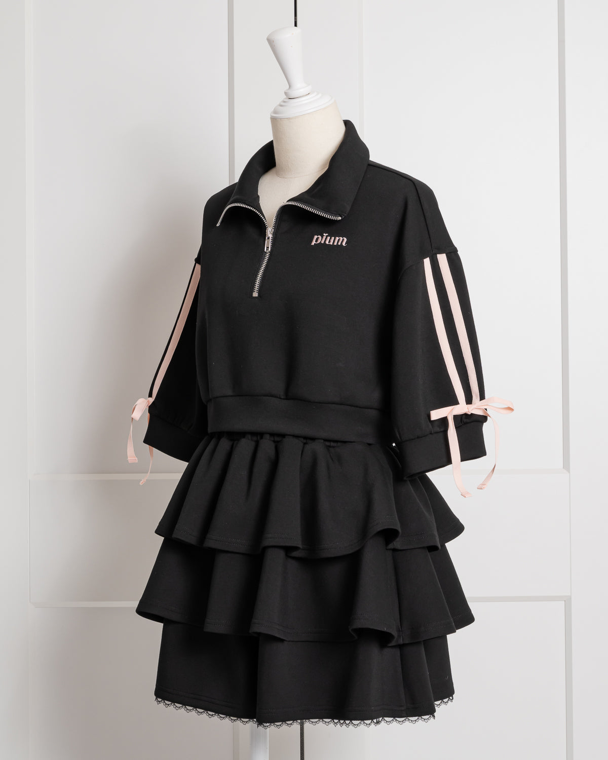 ダブルリボンジャージティアードスカートセット