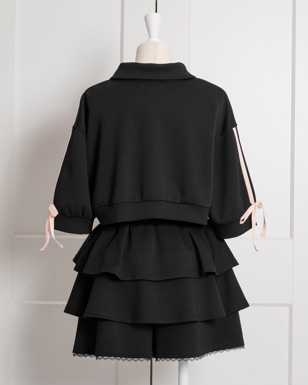 ダブルリボンジャージティアードスカートセット