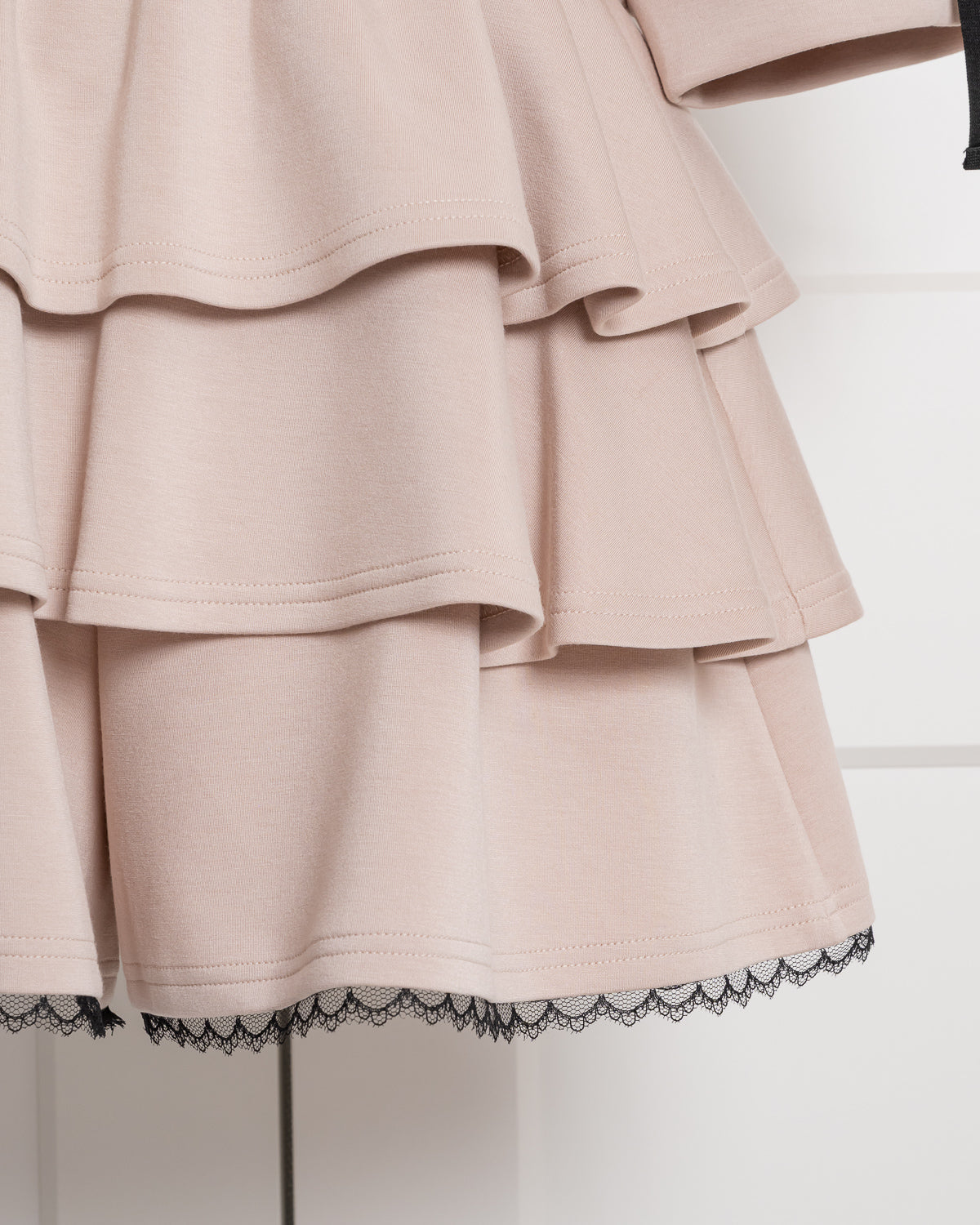 ダブルリボンジャージティアードスカートセット