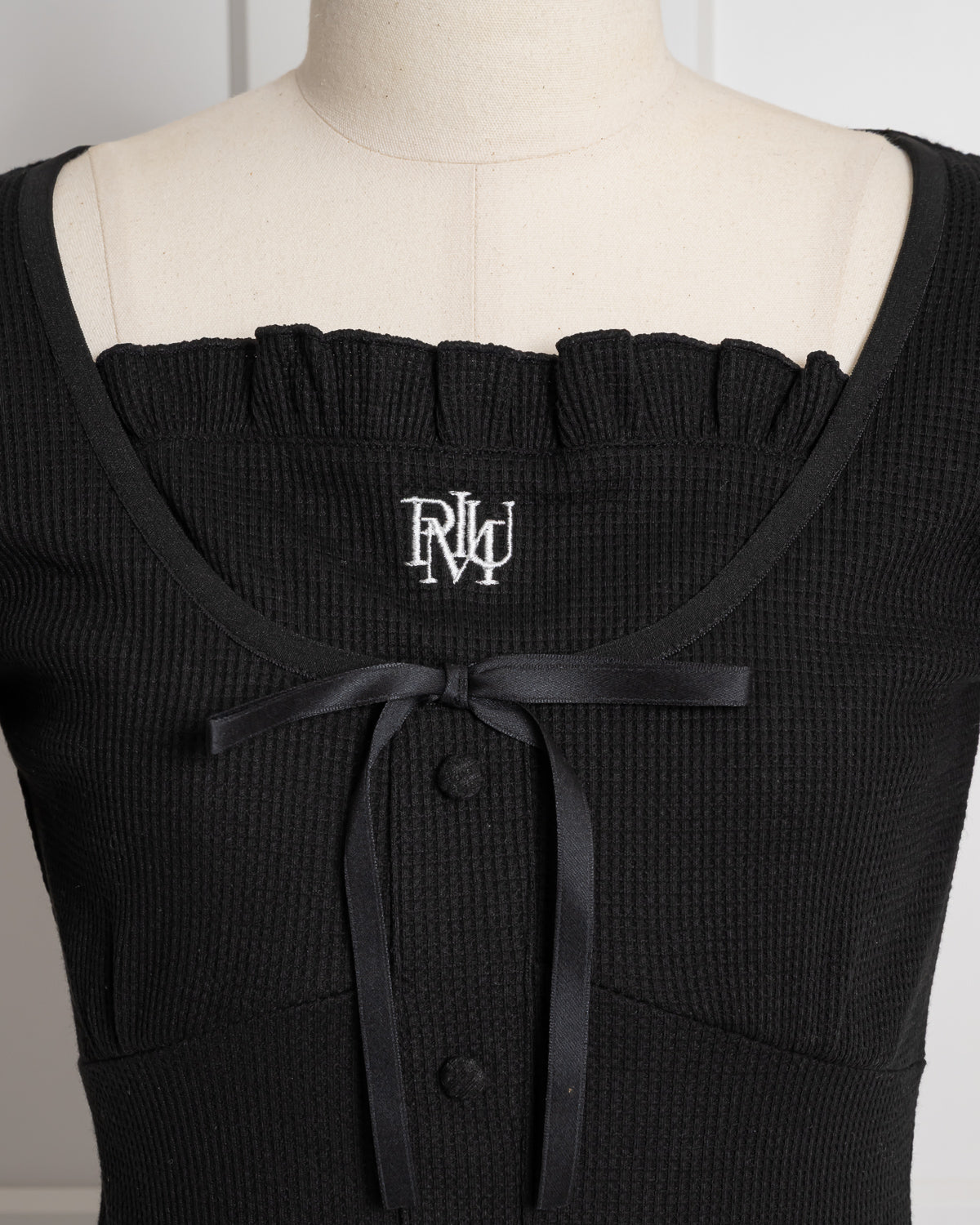 フロントボタンワッフルミニワンピース