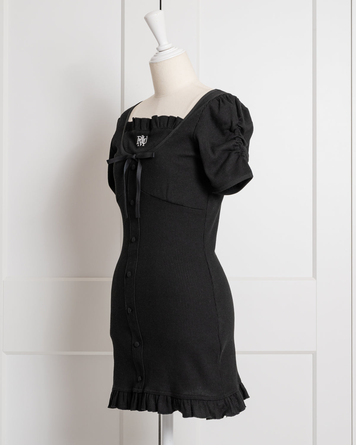 フロントボタンワッフルミニワンピース