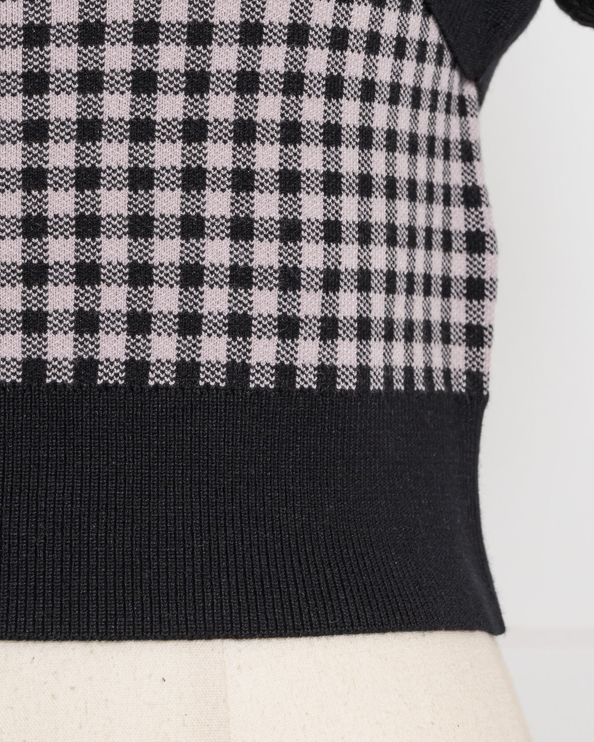 リボン半袖ニット×ギンガムキャミセット