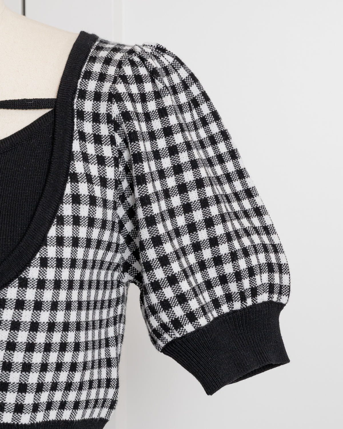 ギンガムレイヤードニットワンピ