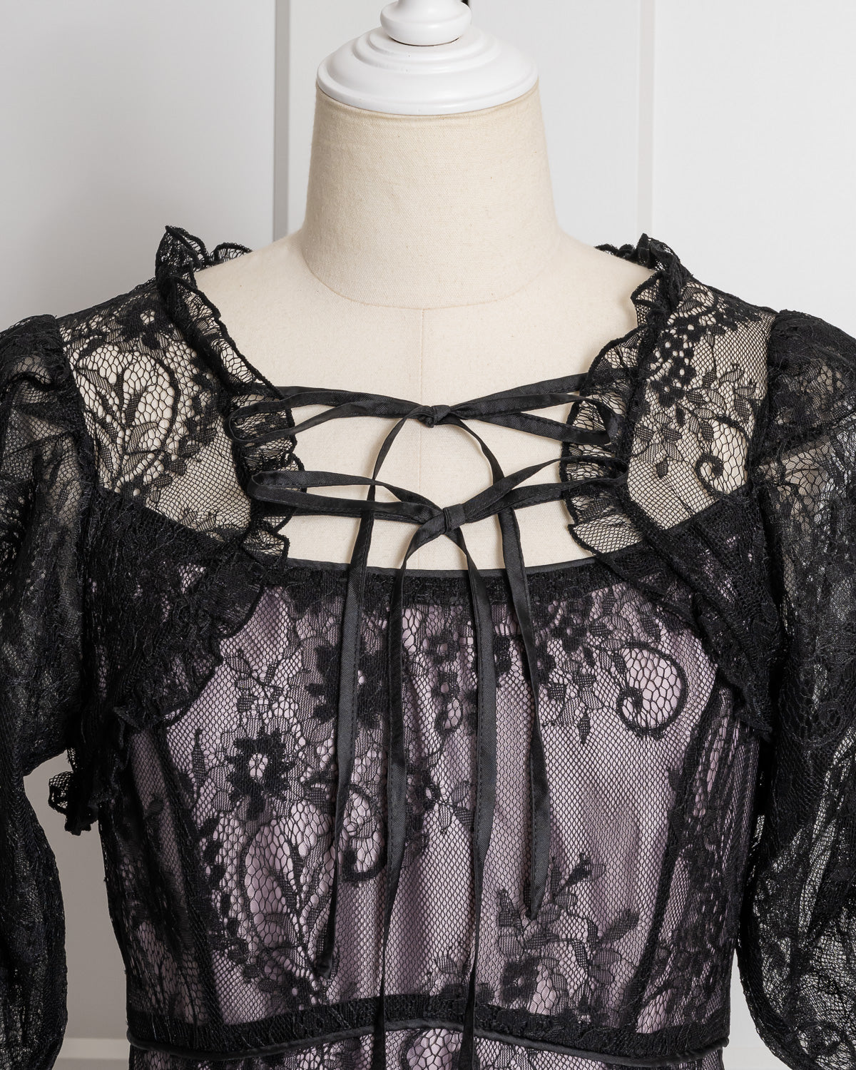 バイカラーレースケープロングワンピース