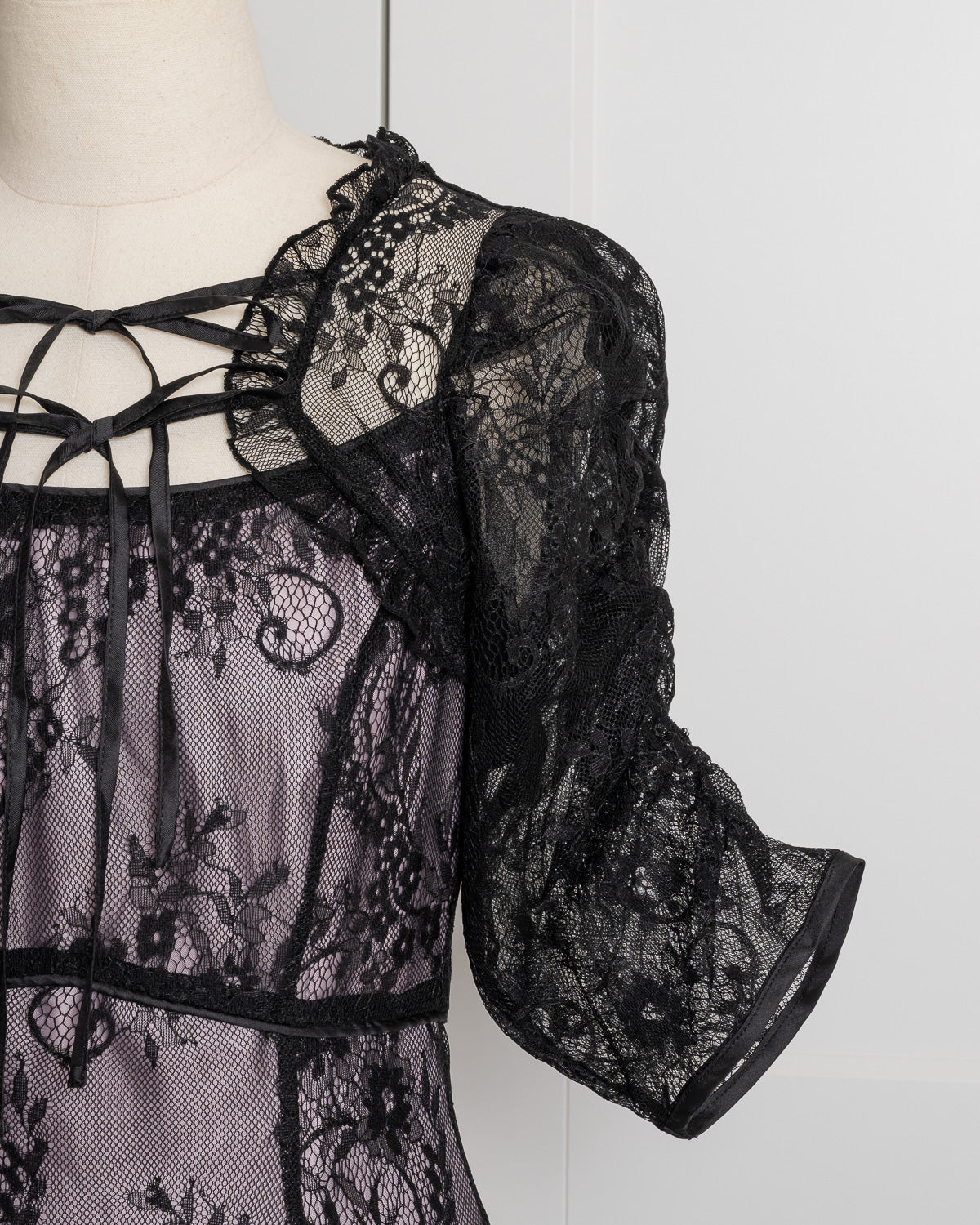 バイカラーレースケープロングワンピース