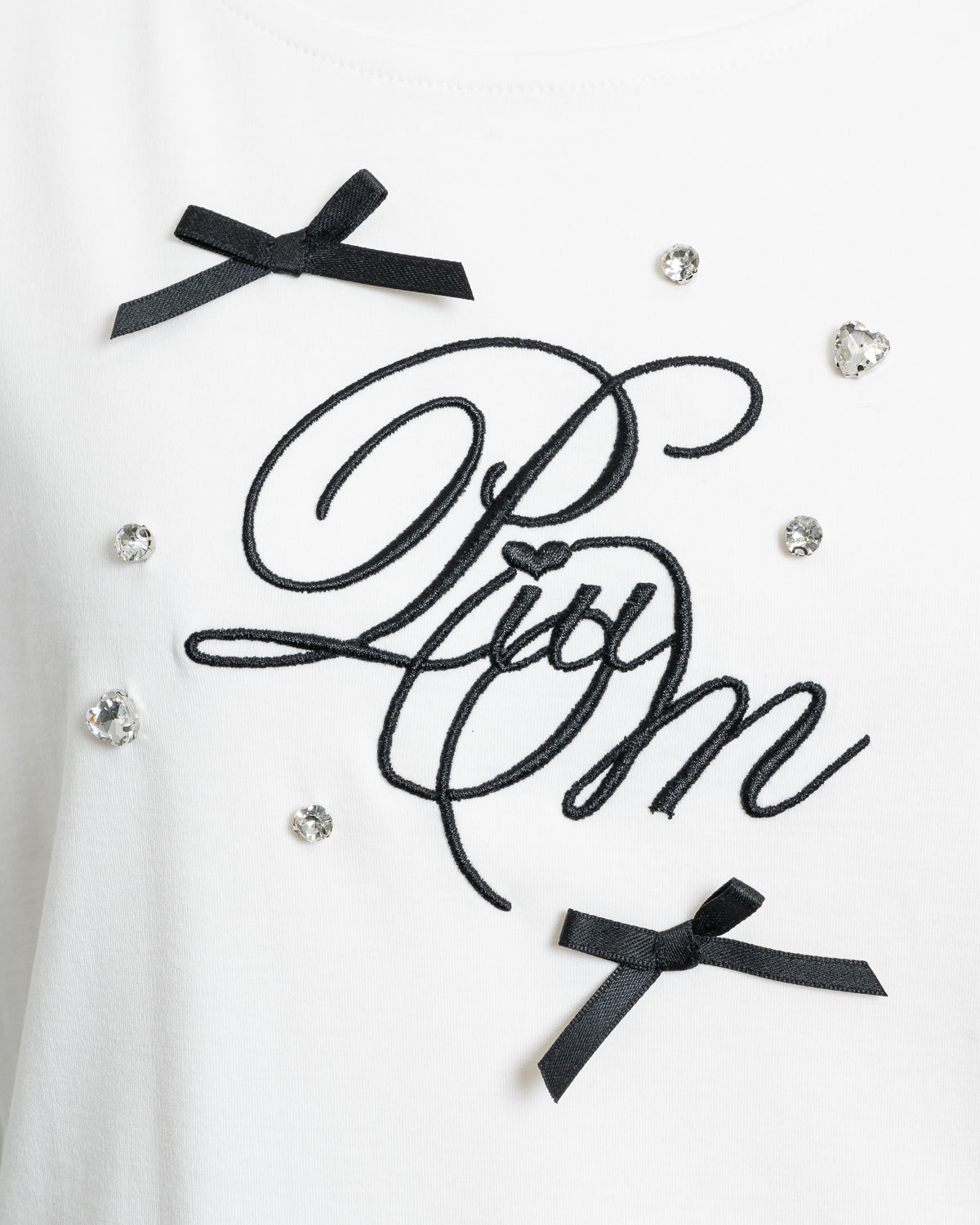 リボンビジューロゴ刺繍Tシャツ