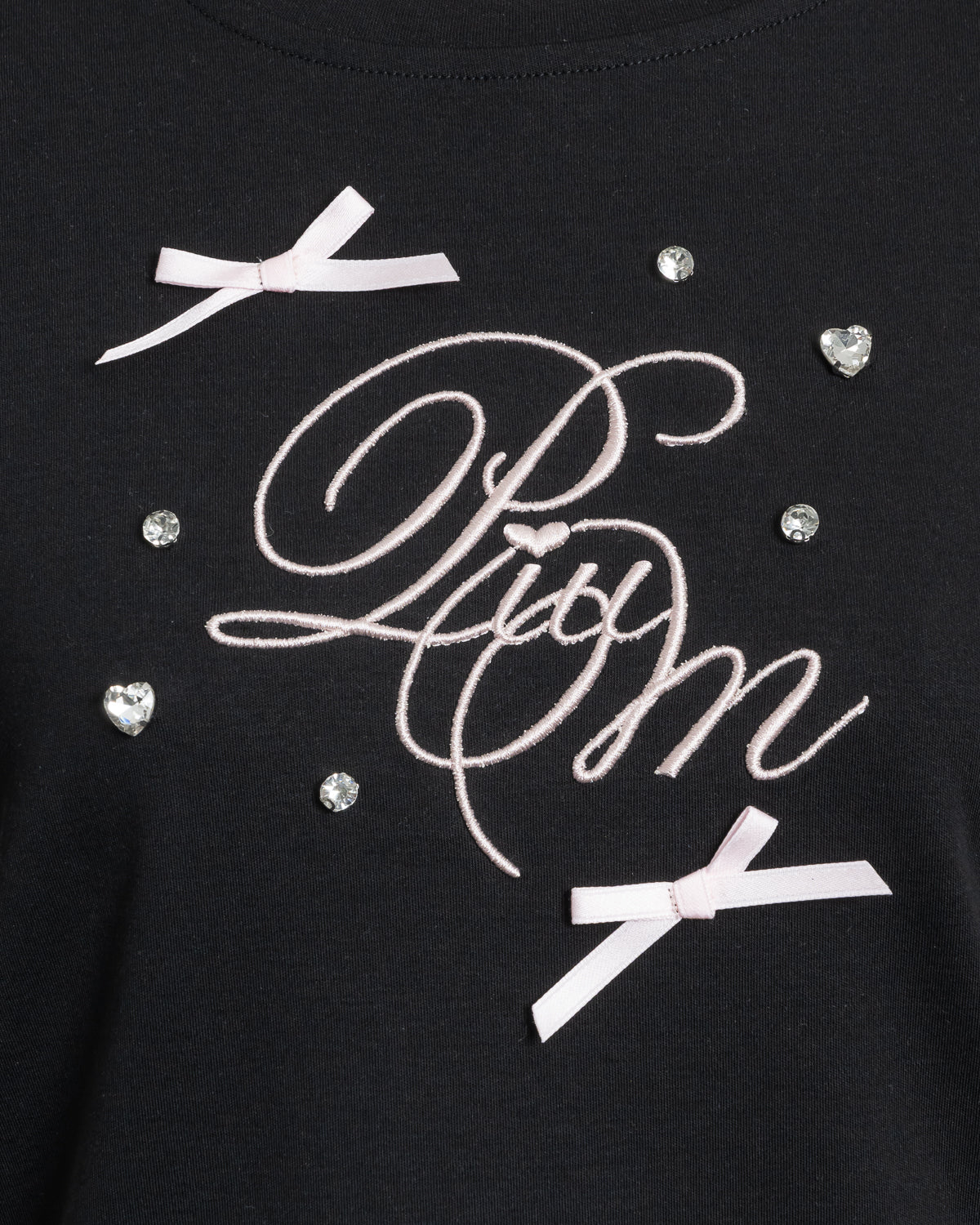 リボンビジューロゴ刺繍Tシャツ