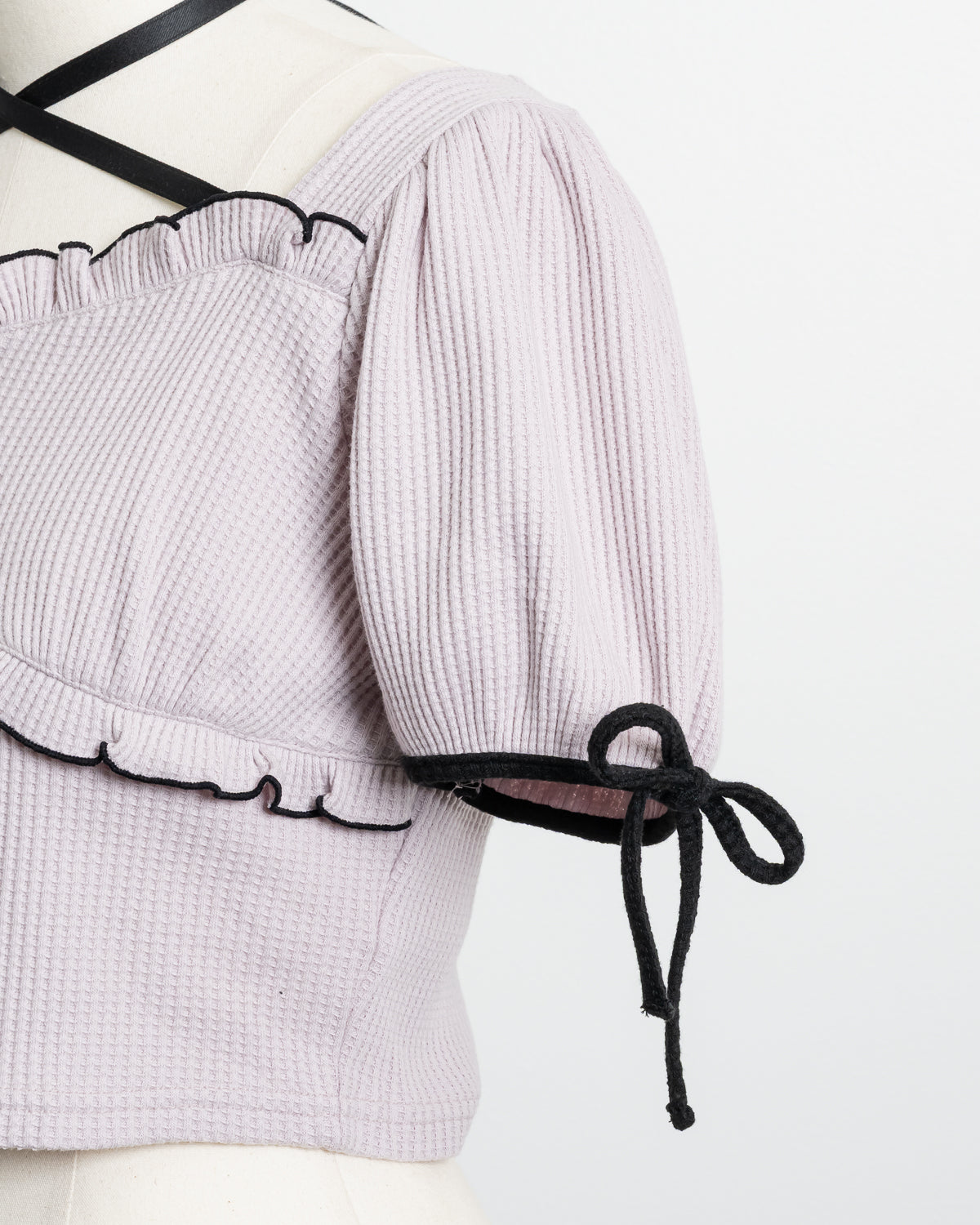 フロントファスナーワッフルカットソー