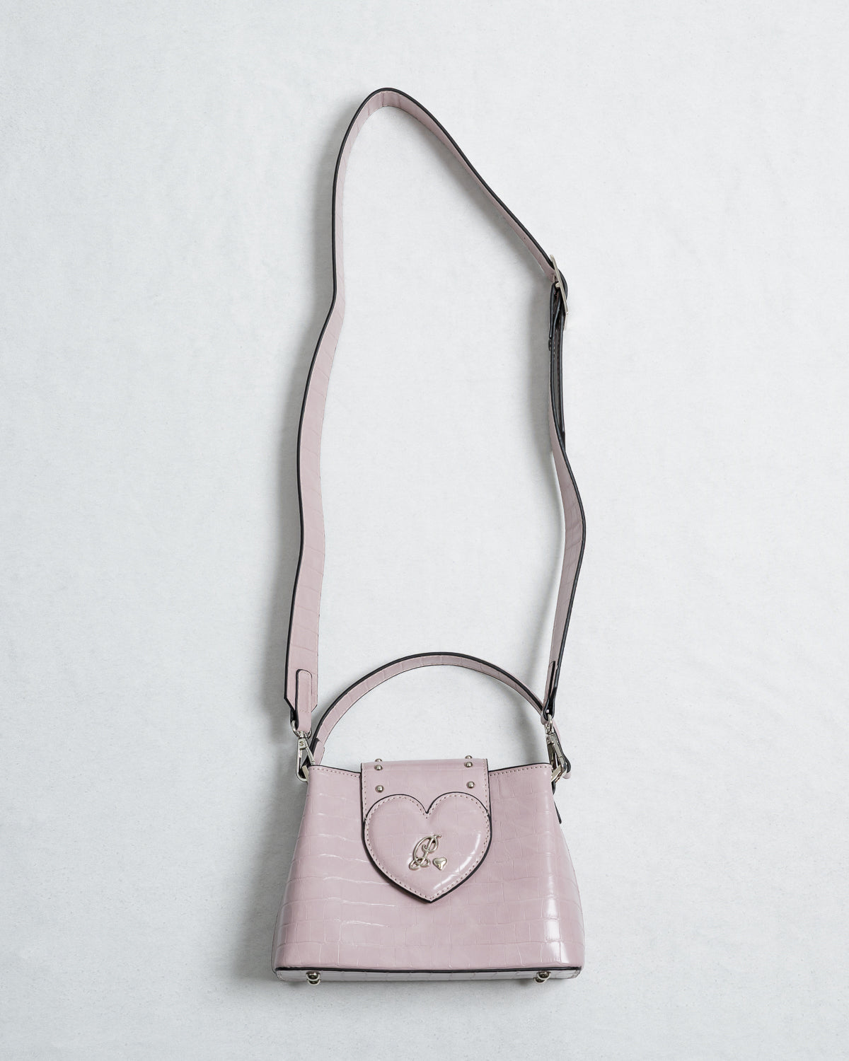 フロントハートクロコ仕切りバッグ