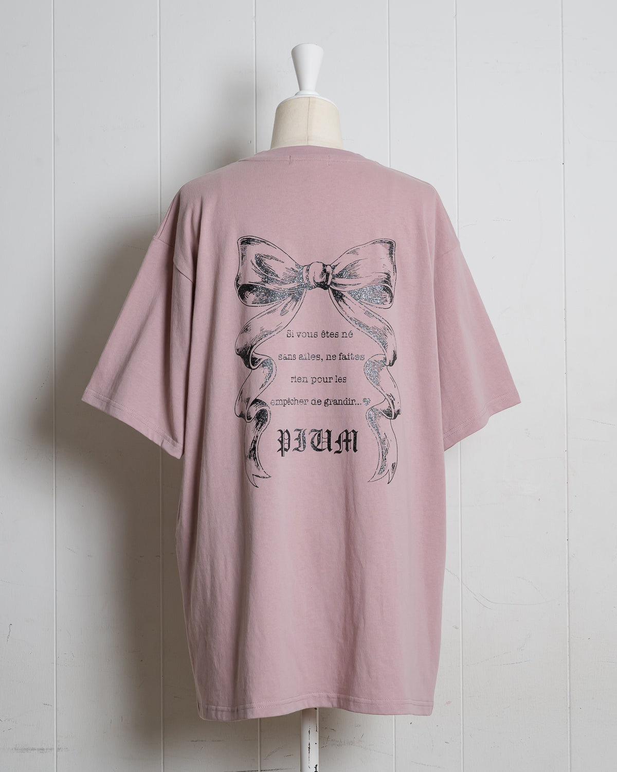 piumリボンラメオーバーサイズ半袖Tシャツ