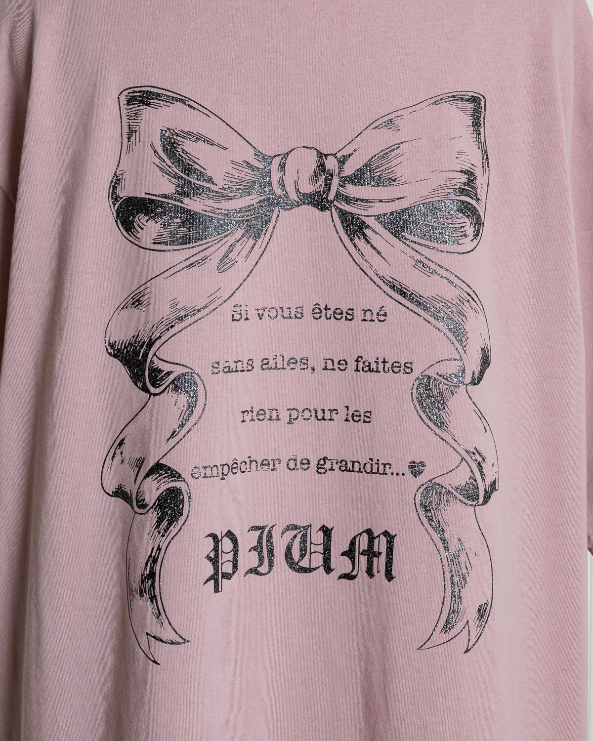 piumリボンラメオーバーサイズ半袖Tシャツ