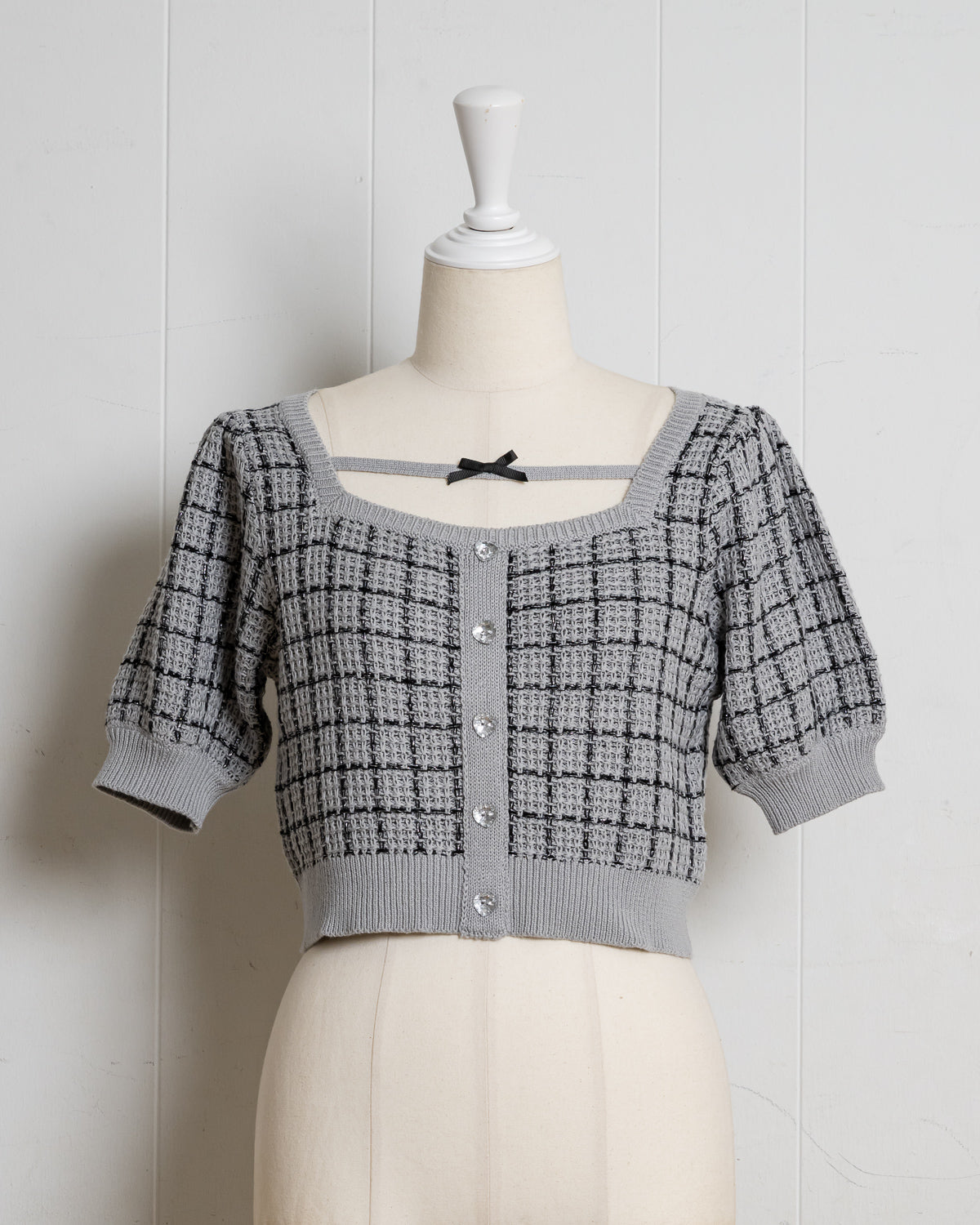 ハートボタンツイードニットセット