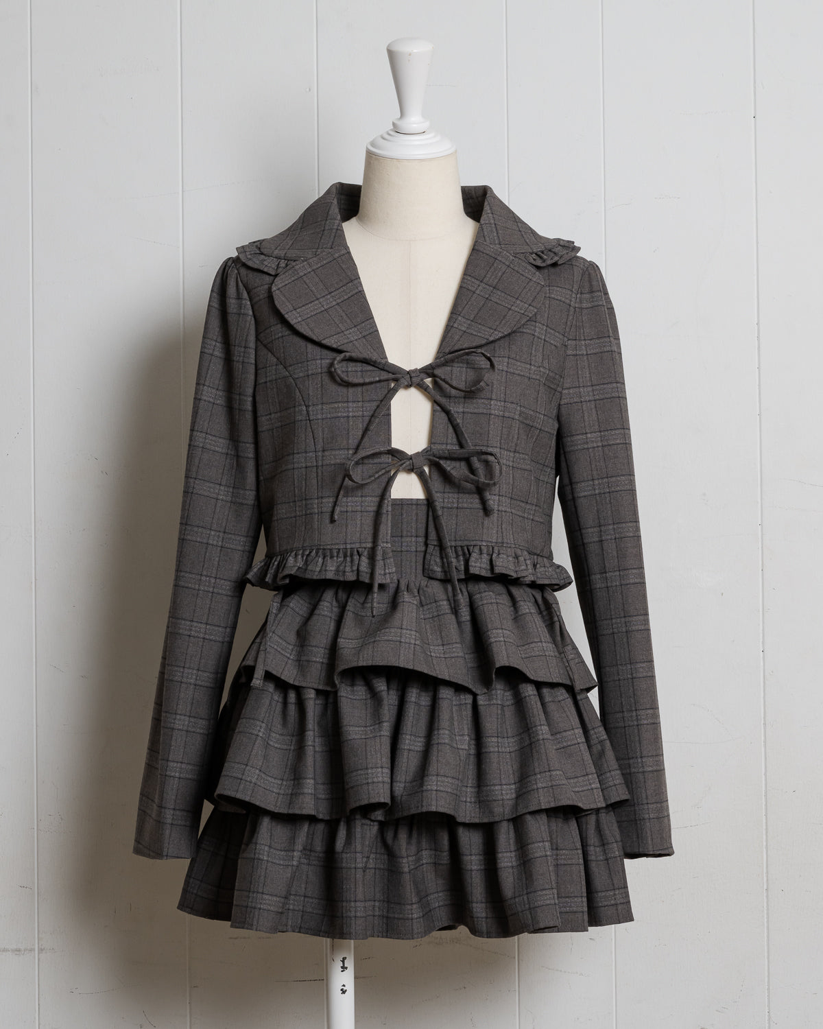 チェックサイドリボンティアードスカート