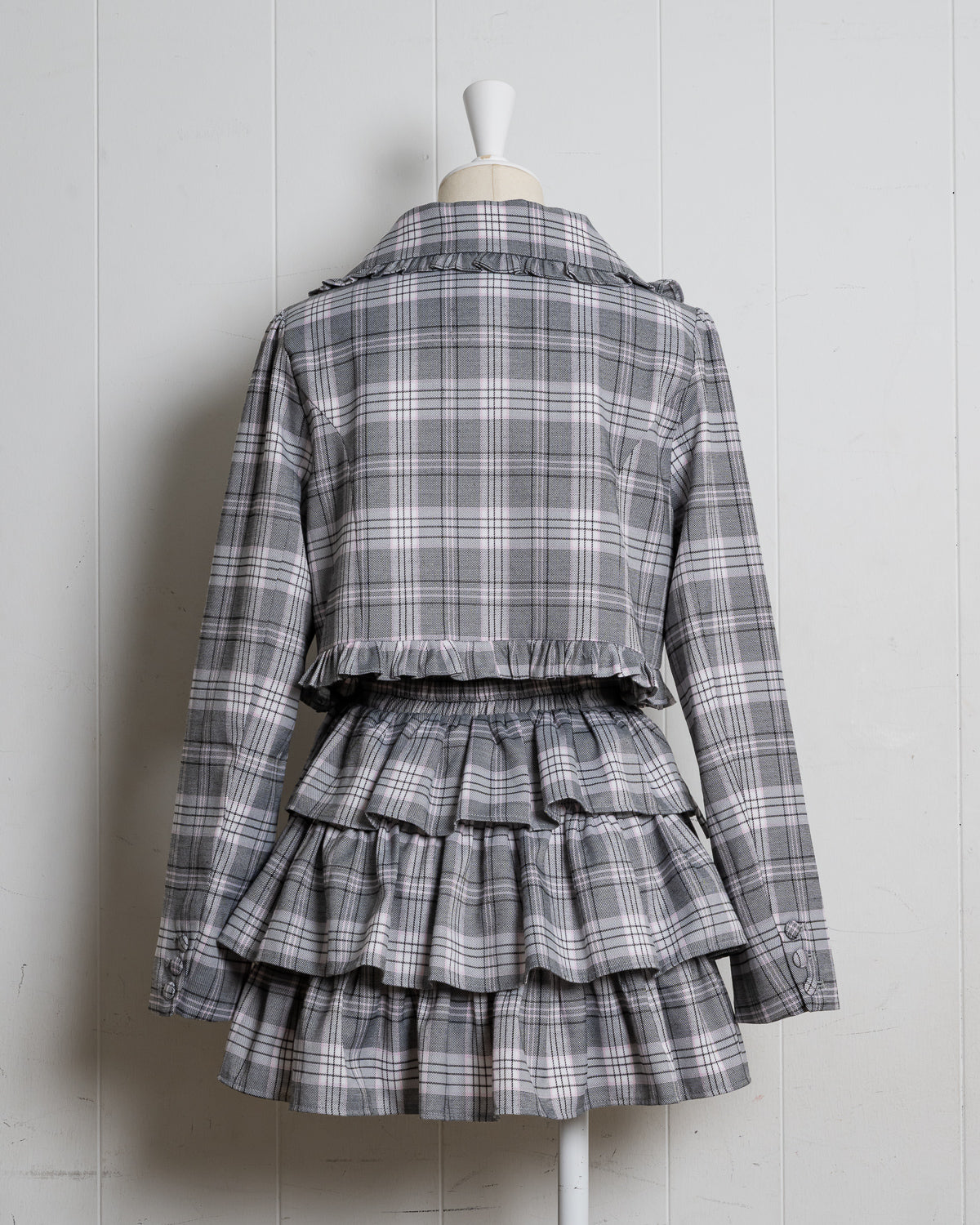 チェックサイドリボンティアードスカート
