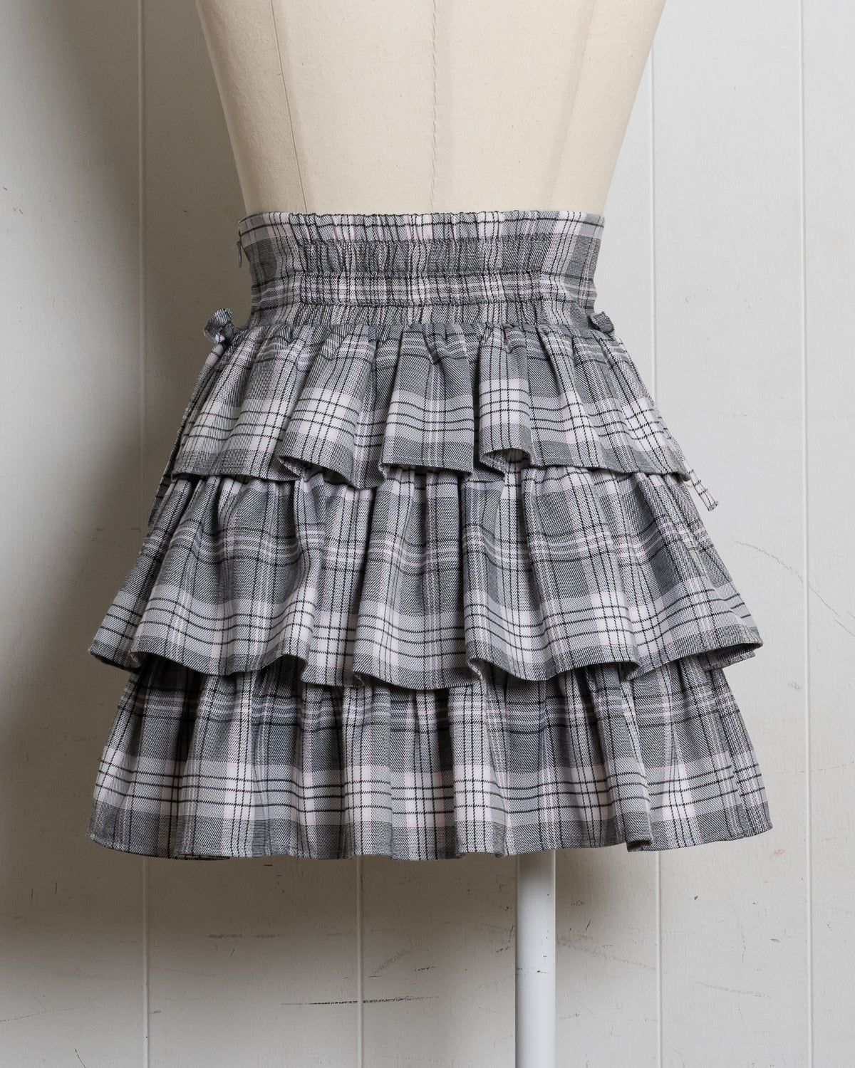 チェックサイドリボンティアードスカート