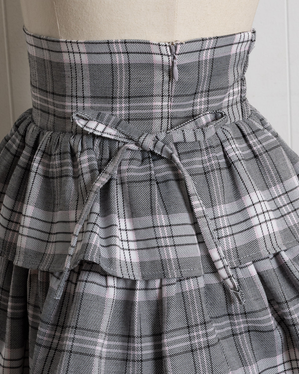チェックサイドリボンティアードスカート