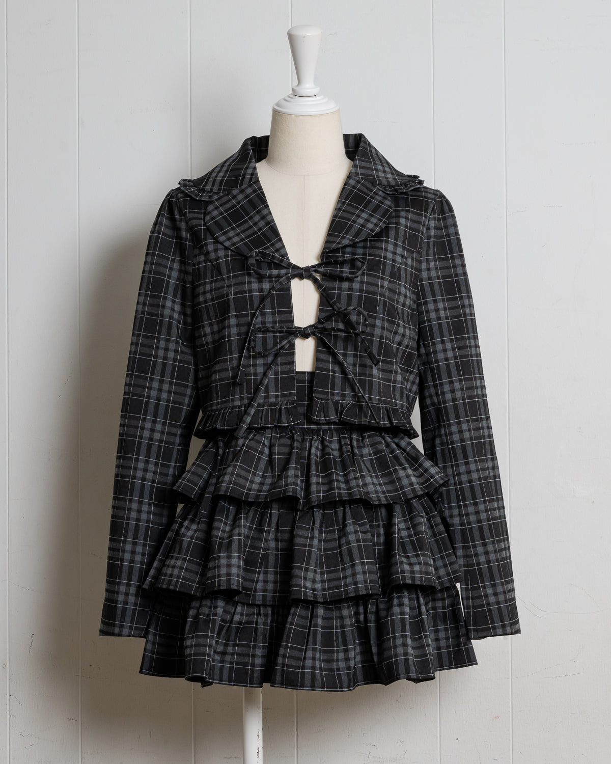 チェックサイドリボンティアードスカート