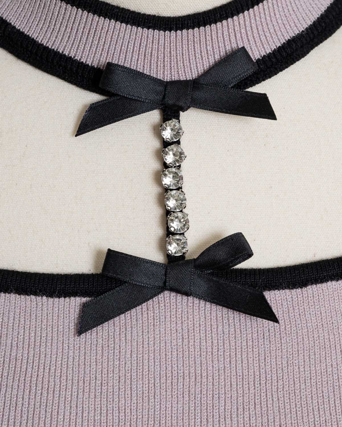 ビジューチョーカー千鳥ベルトニットワンピ