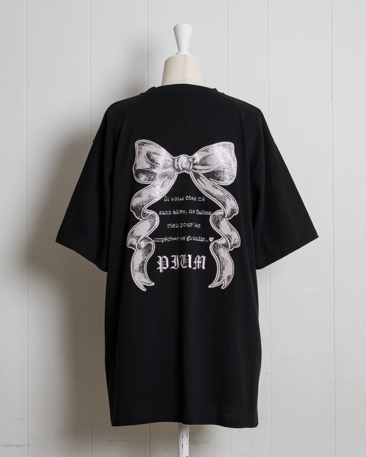 piumリボンラメオーバーサイズ半袖Tシャツ
