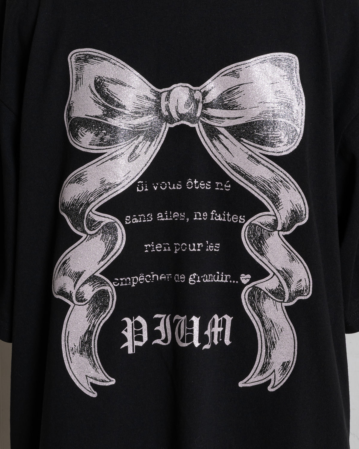 piumリボンラメオーバーサイズ半袖Tシャツ