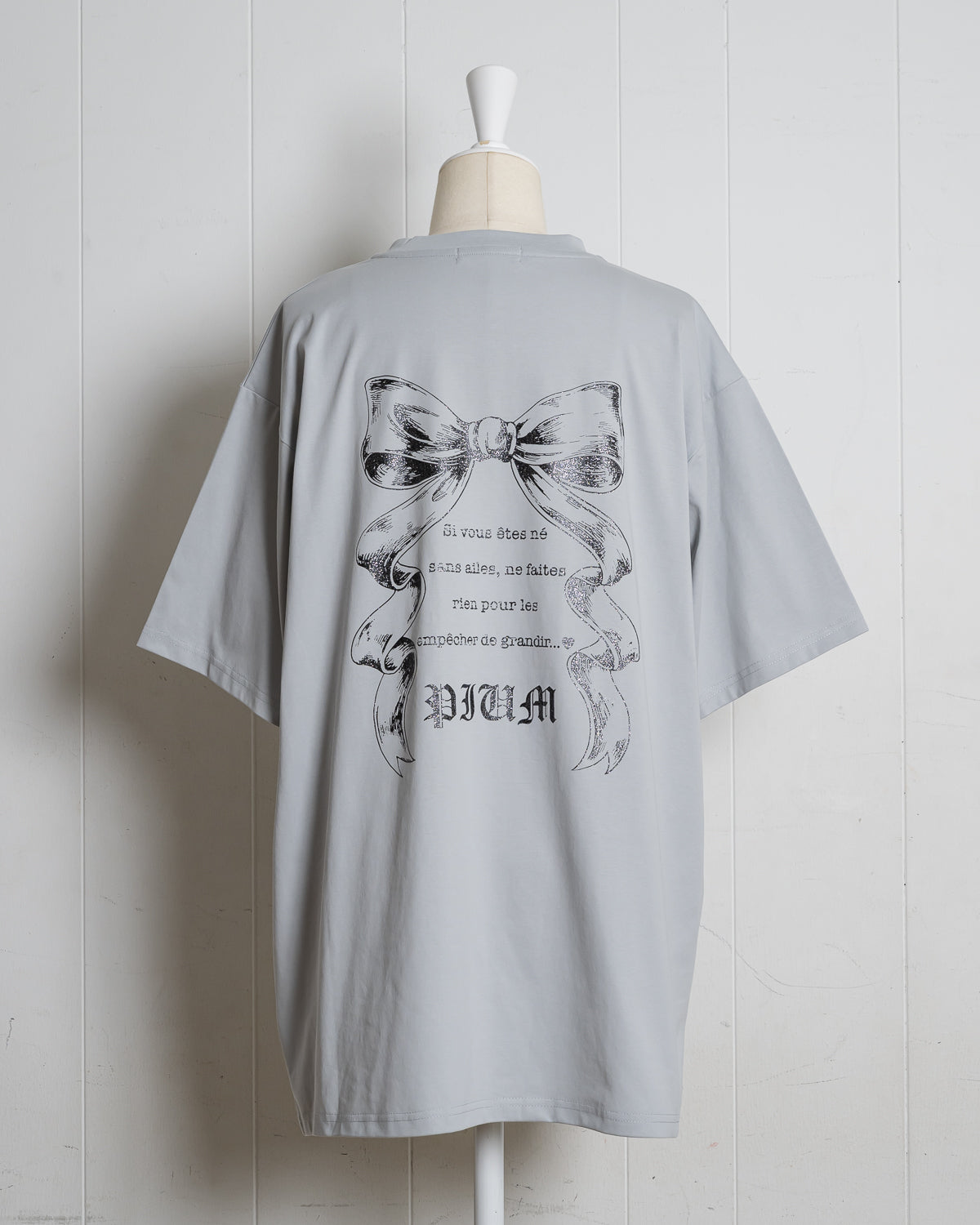 piumリボンラメオーバーサイズ半袖Tシャツ