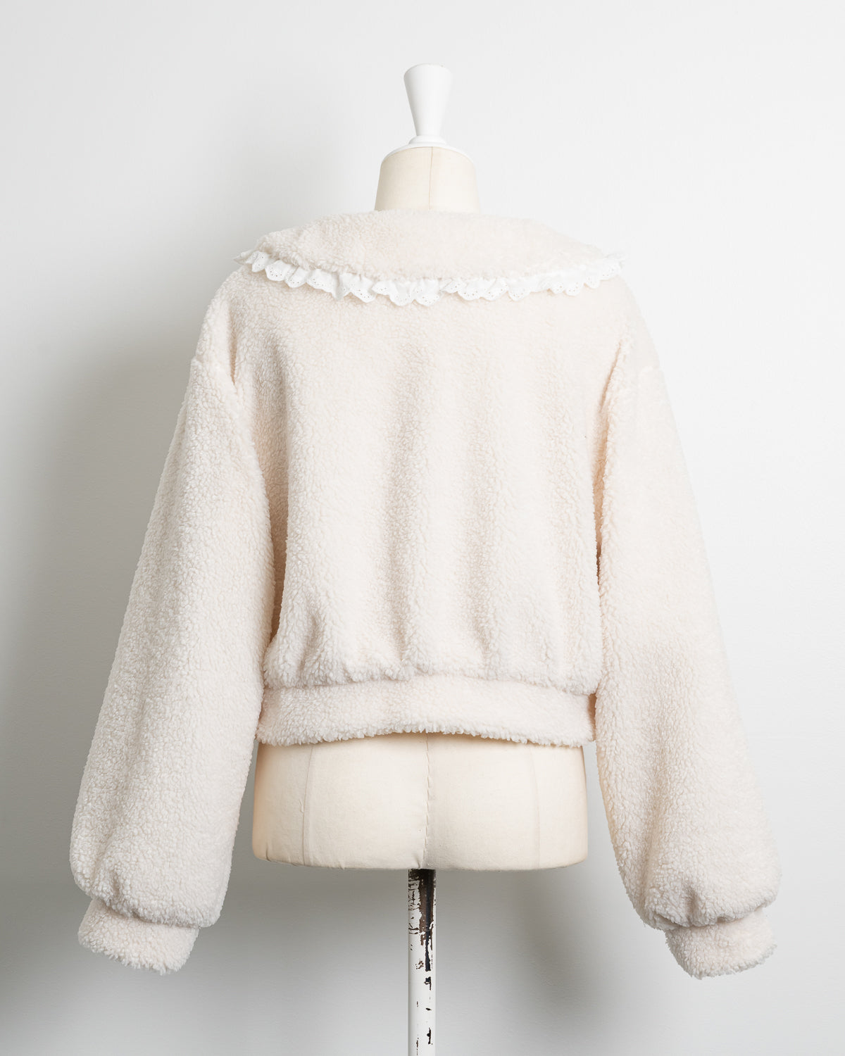 コットンレースカラーボアコート