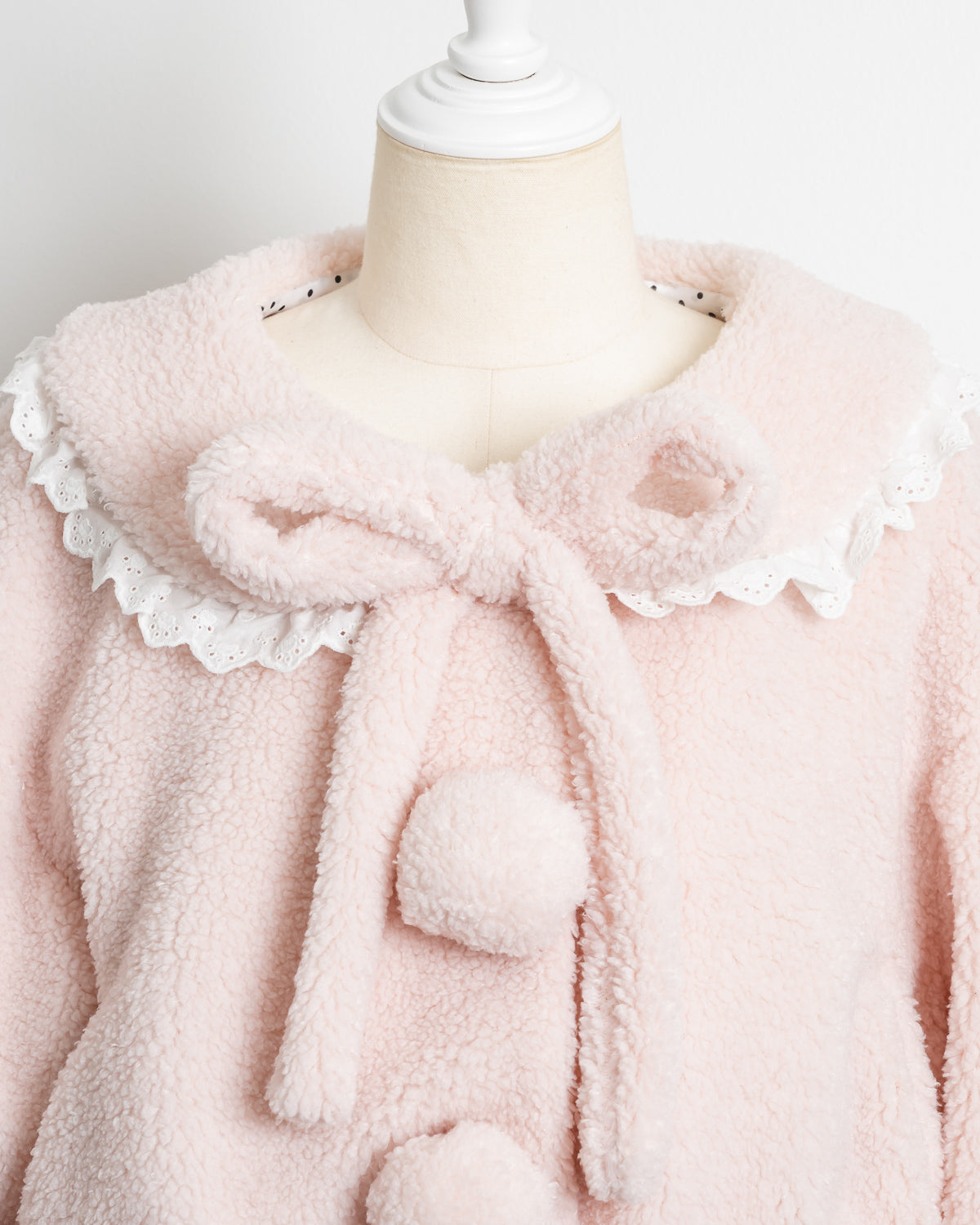 コットンレースカラーボアコート