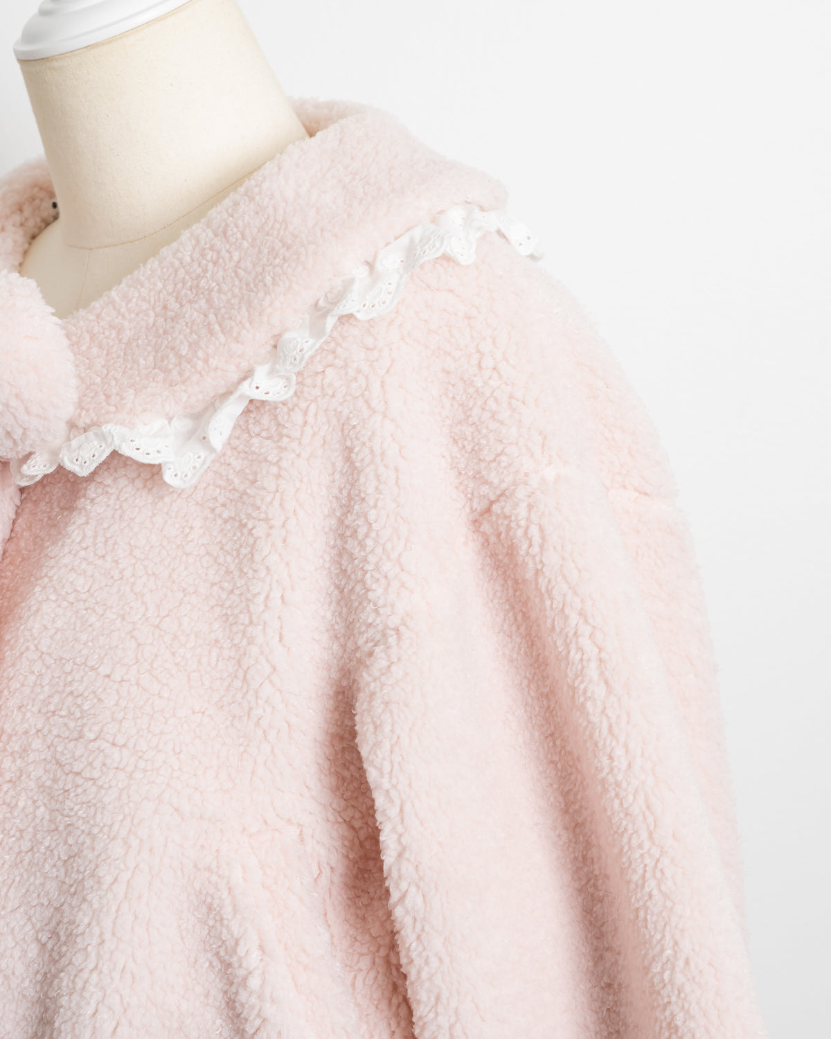 コットンレースカラーボアコート