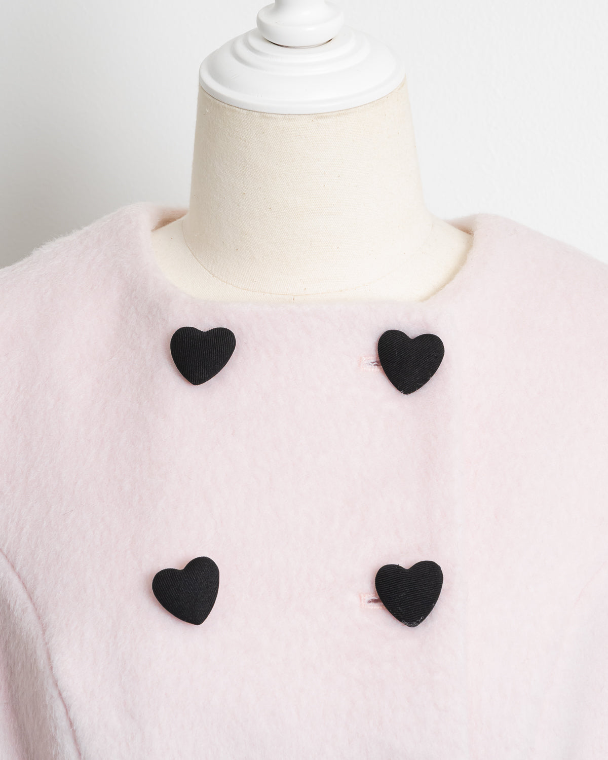 ハートボタンリボンベルトシャギーコート