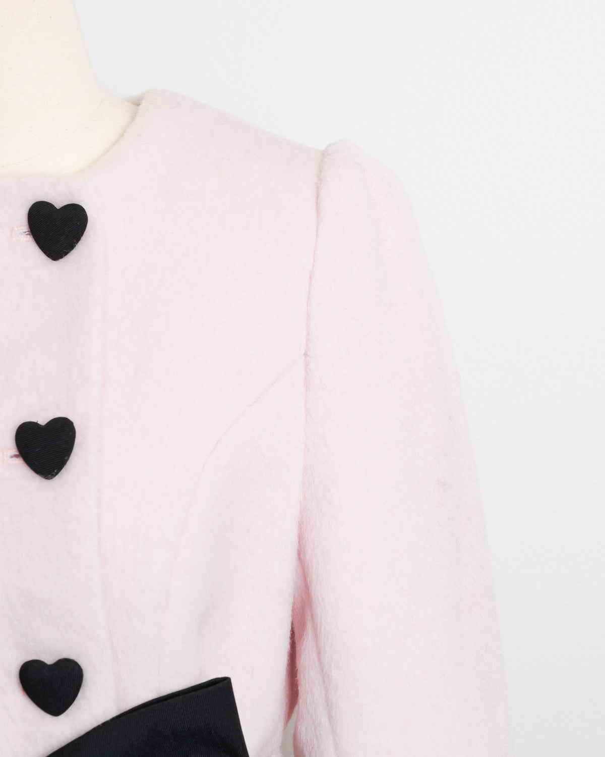 ハートボタンリボンベルトシャギーコート