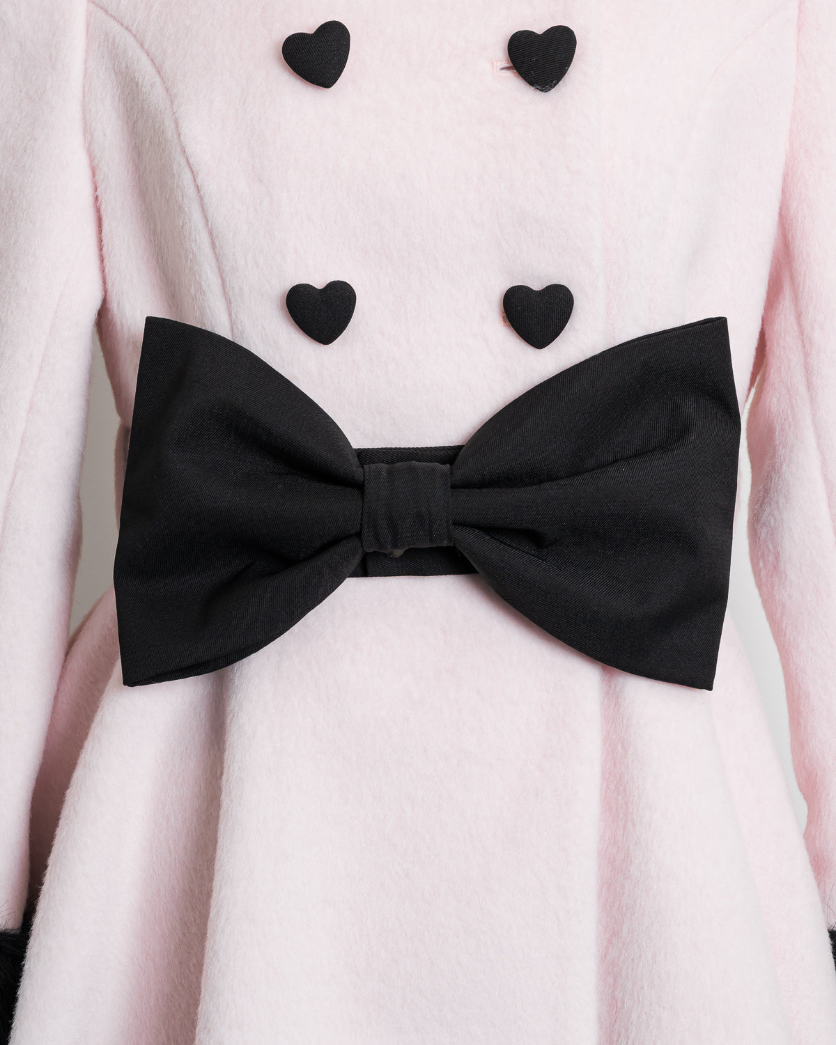 ハートボタンリボンベルトシャギーコート