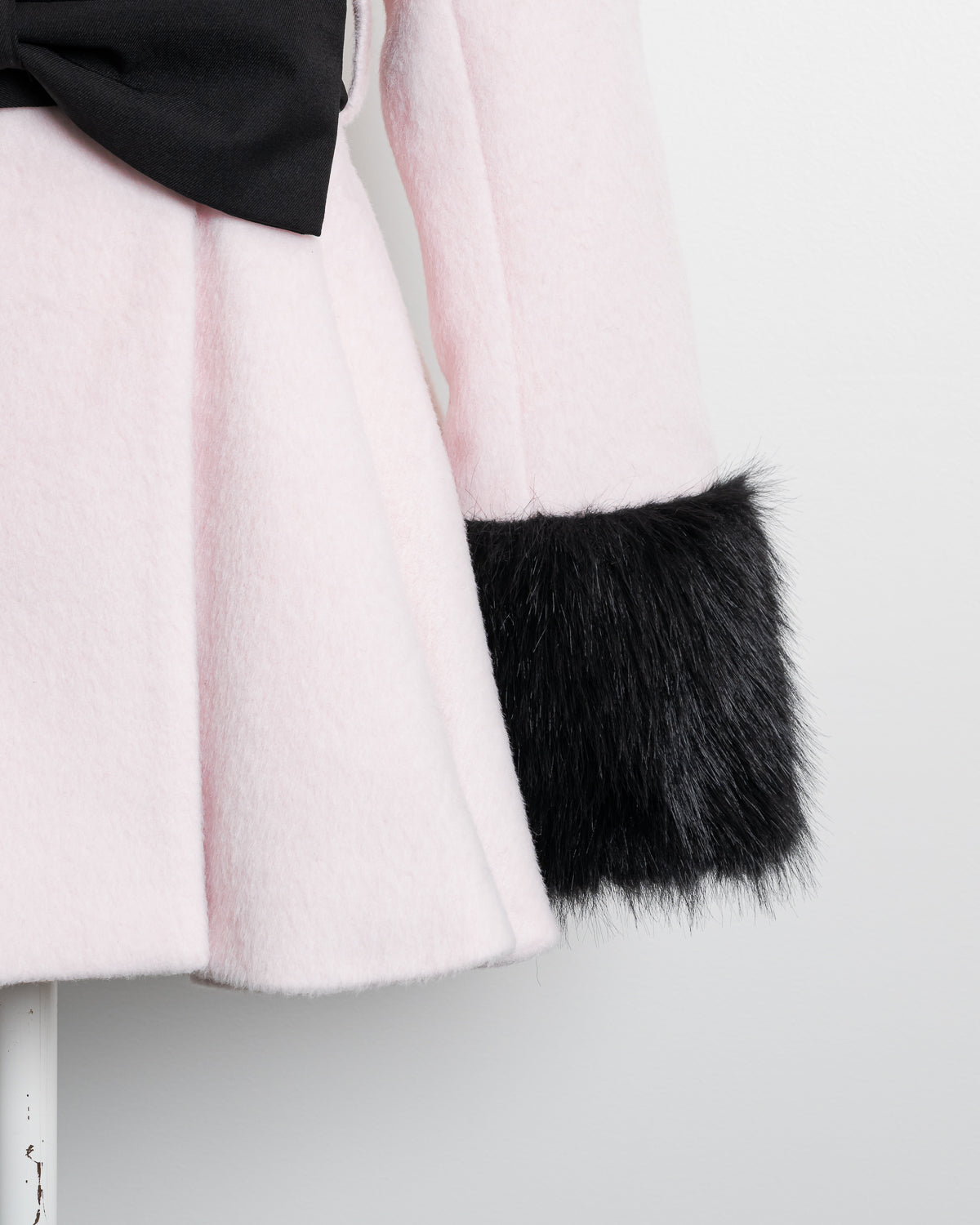 ハートボタンリボンベルトシャギーコート