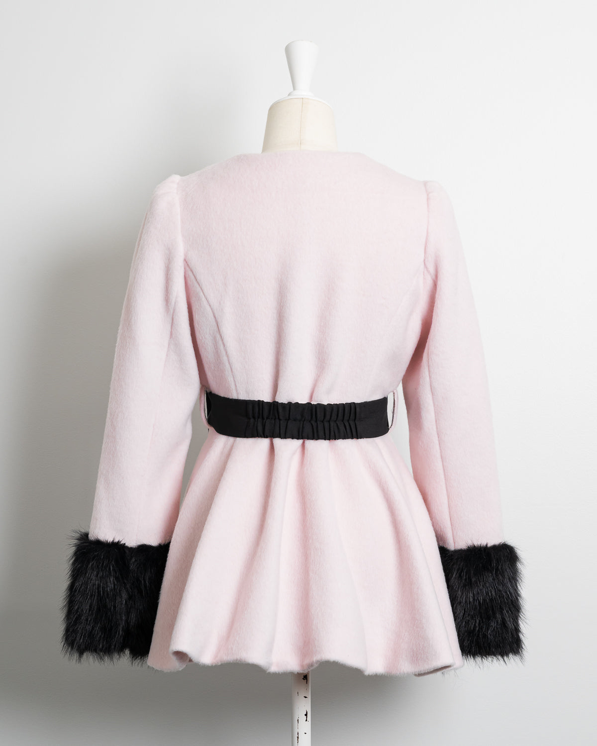 ハートボタンリボンベルトシャギーコート