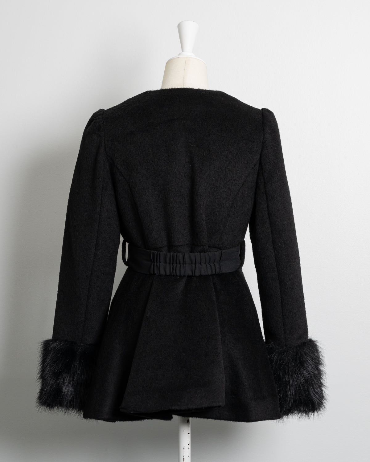 ハートボタンリボンベルトシャギーコート