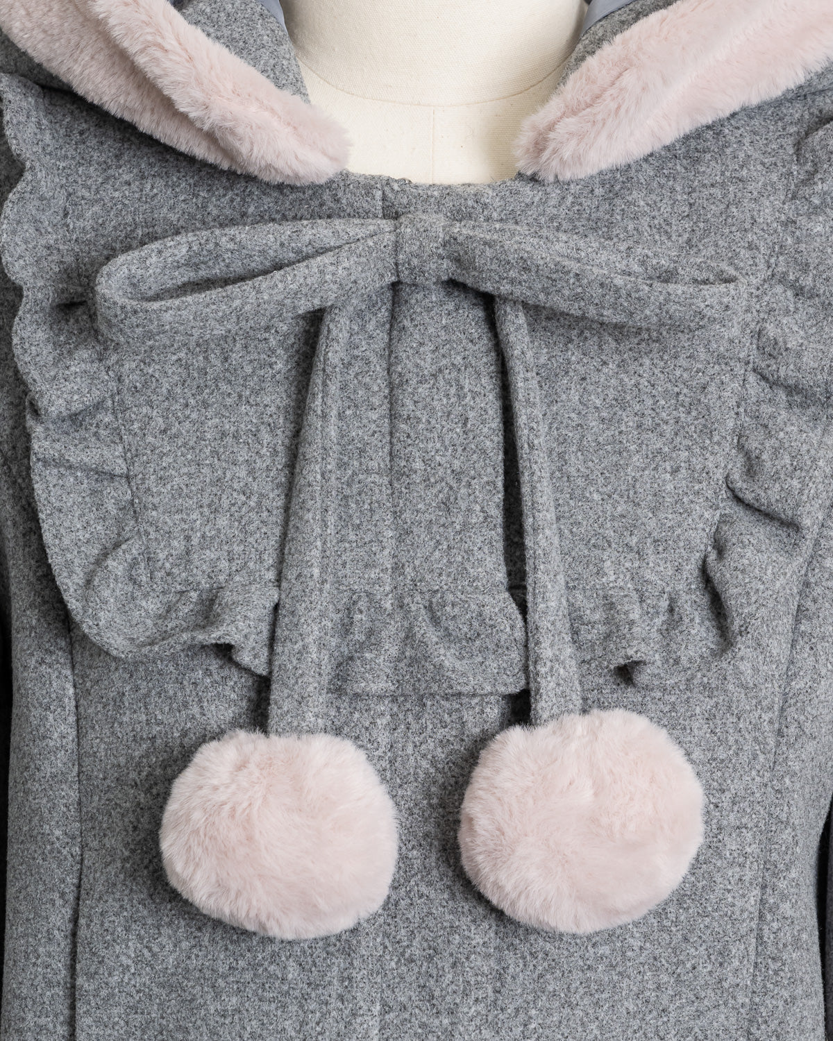 ファーリボンヨークフリルショートコート