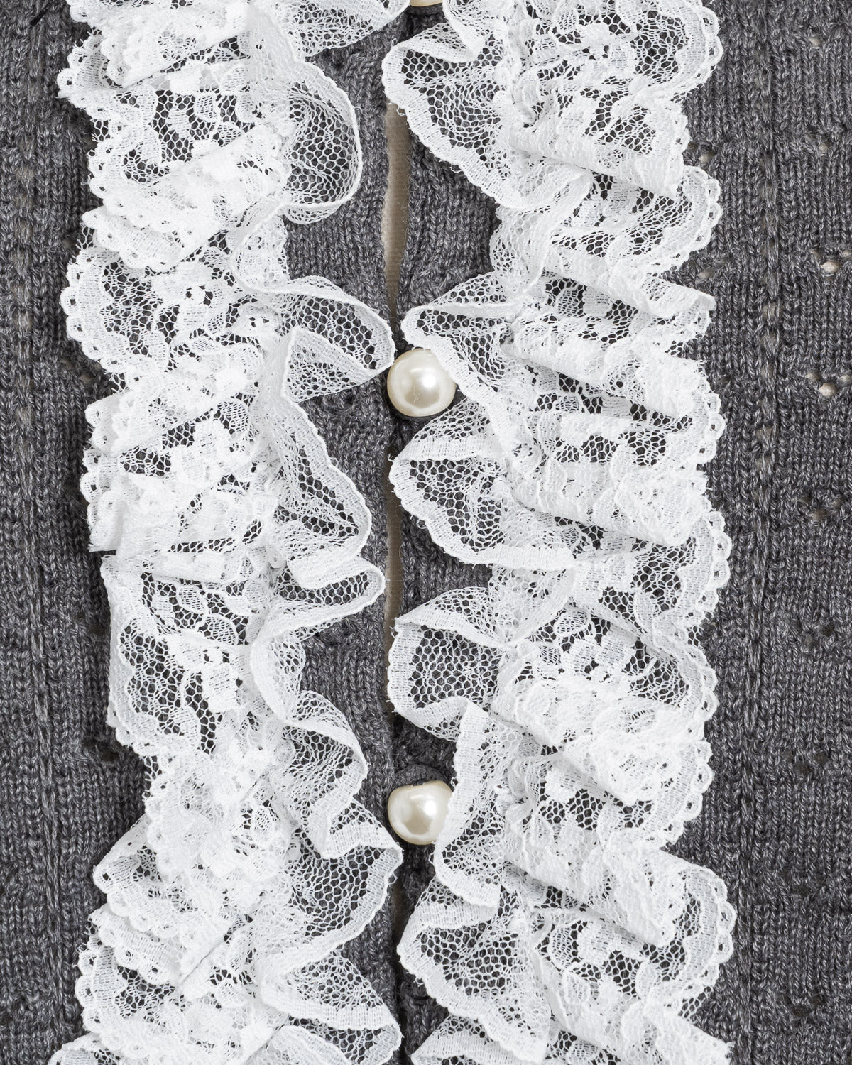 レースフリルはしごリボンニットカーデ