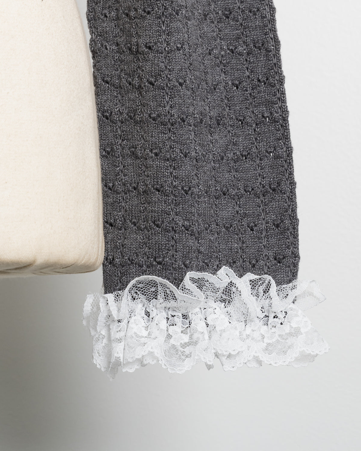 レースフリルはしごリボンニットカーデ