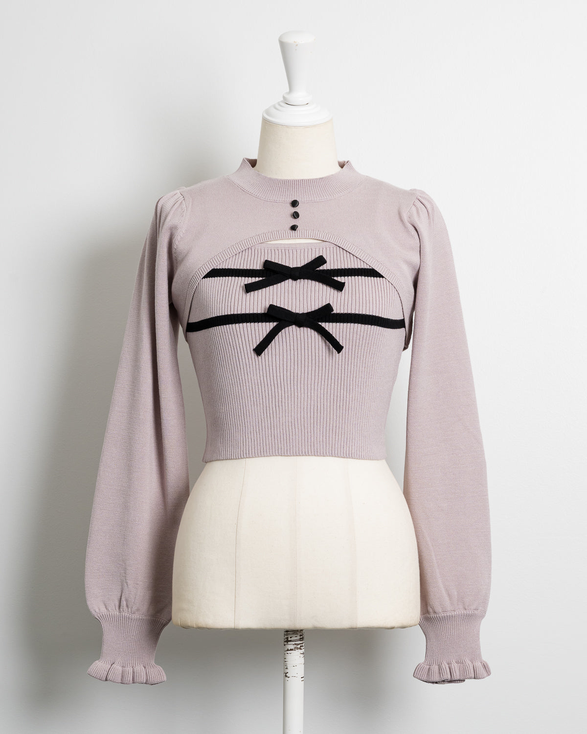 pium ピウムバイカラーリ ボンニットセット ピンク pium ぴうむ バイカラーリボンニットセット ピンク♡ pium バイ