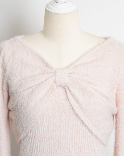 リボン×キャミフェザーニットセット