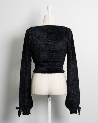 リボン×キャミフェザーニットセット