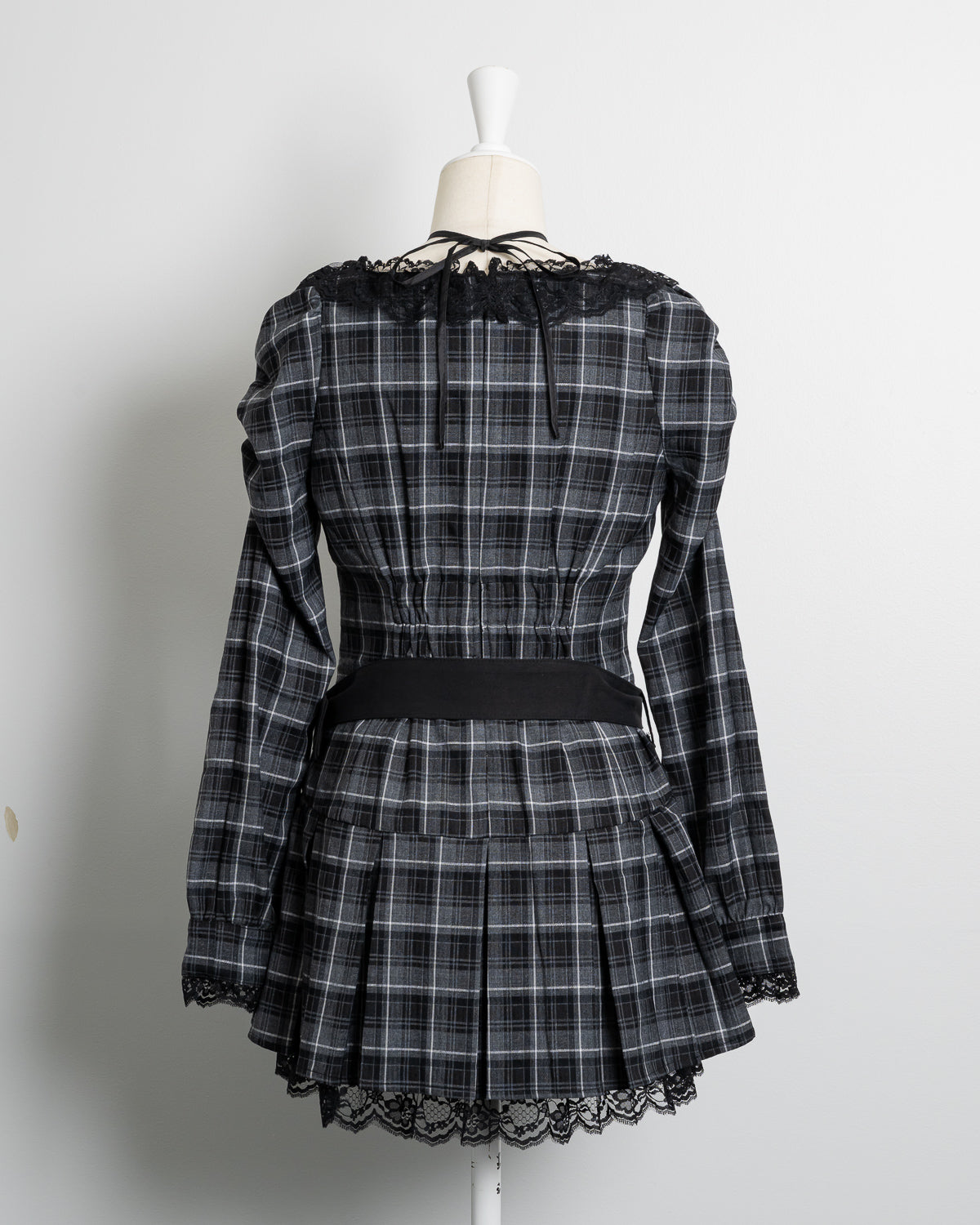 レースフリルプリーツミニワンピース