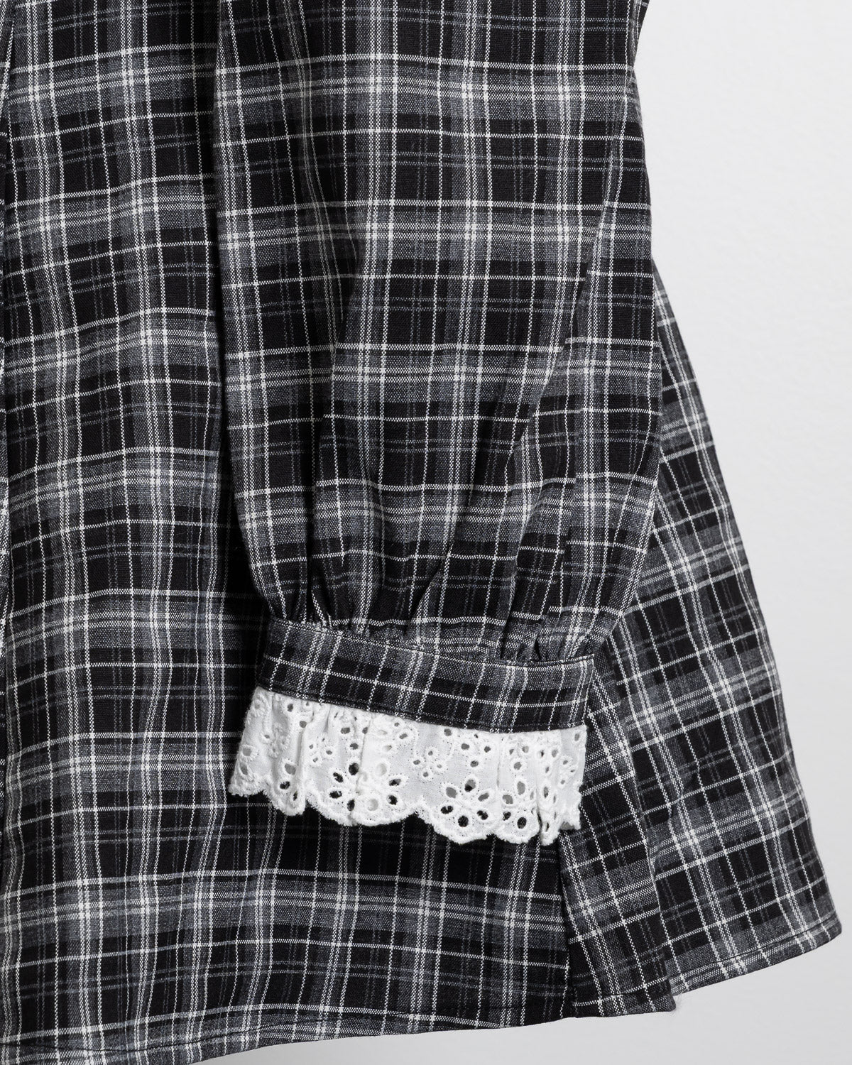 コットンレース長袖カフェワンピース