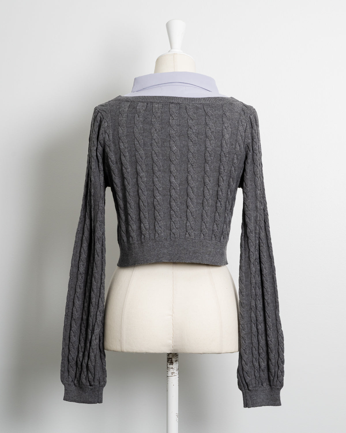 レイヤードケーブル長袖ニット