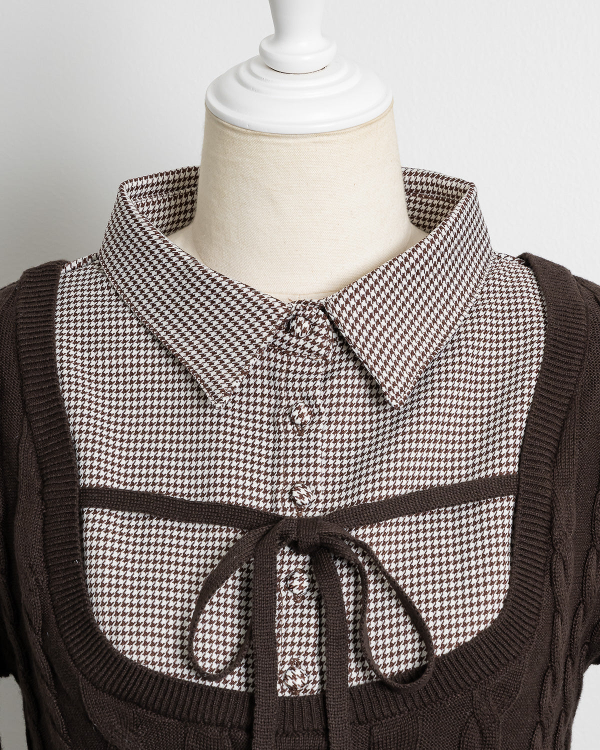 レイヤードケーブル長袖ニット