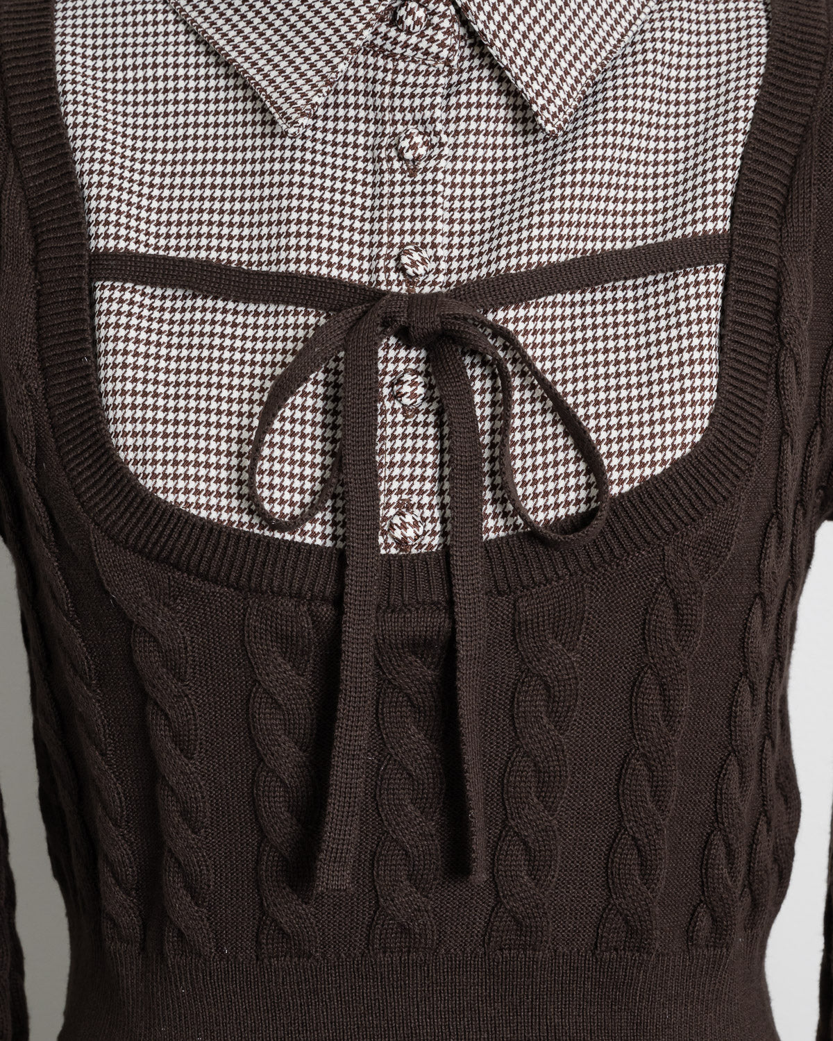 レイヤードケーブル長袖ニット