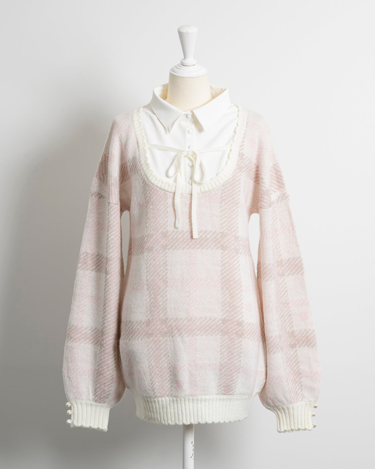 ハートチェックレイヤードニットワンピース – pium