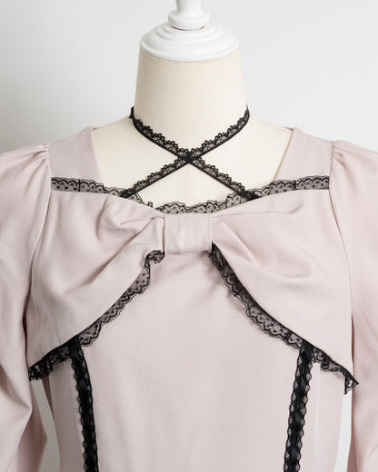 フロントリボンティアードミニワンピース