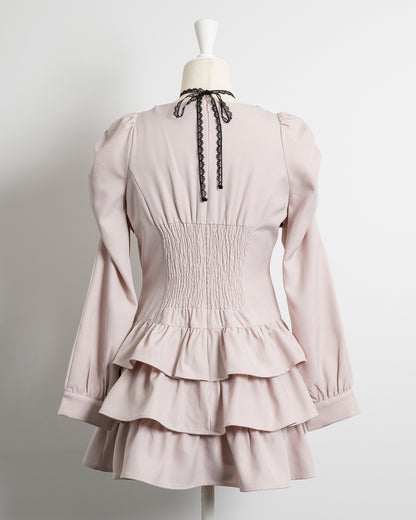 フロントリボンティアードミニワンピース