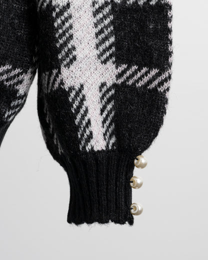 ハートチェックレイヤードニットワンピース