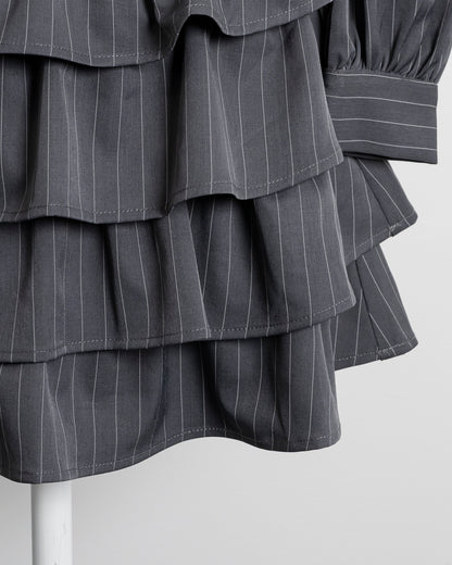 ヨーク切り替えティアードミニワンピース